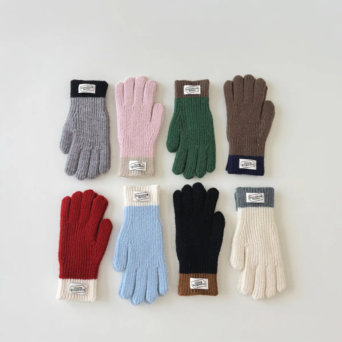 Children Thermal Knitted Gloves Winter Labeled Thickened Warm Gloves Touch Screen Striped Finger Unisex Mittens