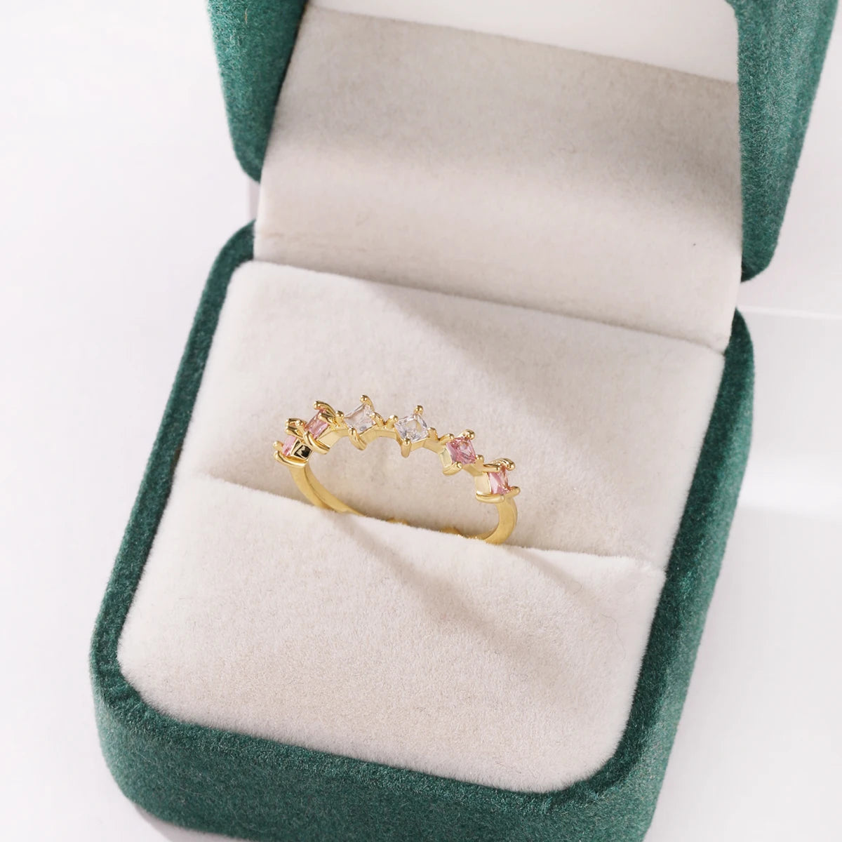 Pink Zircon Bow Heart Rings For Women Gold Plated 18K Plated Adjustable Heart Ring 2026 Trend Wedding Aesthetic Jewelry Gift