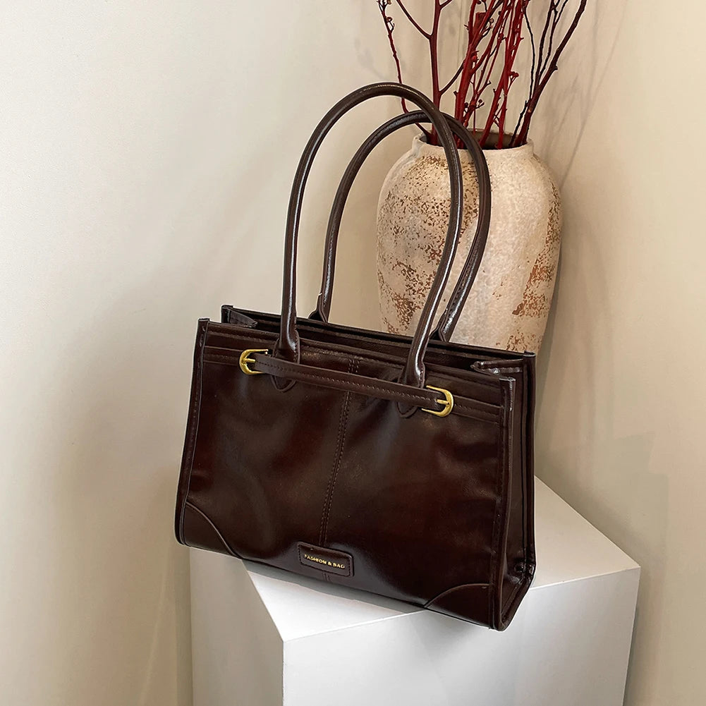 Luxury Handbag Designer Tote Bag for Women PU Leather Shoulder Bag Trendy Red Tote Bags Clutch Handbag for Work Commuter Bag