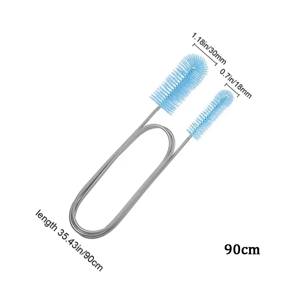 Aquarium Cleaning Brush for Water Filter Pump Lily Pipe Air Tube Hose Stainless Steel Fish Tank Brush Water Pump Accessories