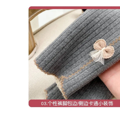Girls with fleece leggings small children fall and winter thickened one body fleece outside wearing pants baby warm pantyhose