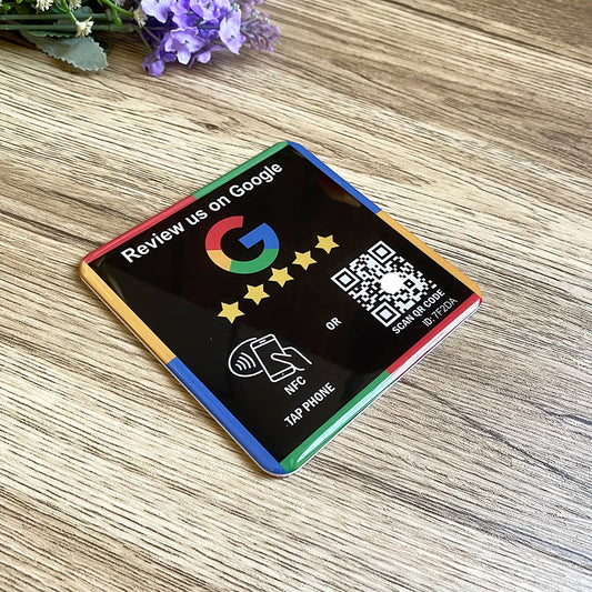 10X10cm QR Code and NFC Tap  Sticky  Instagram Facebook Tripadvisor Trustpilot ReviewGoogle Review Plaque