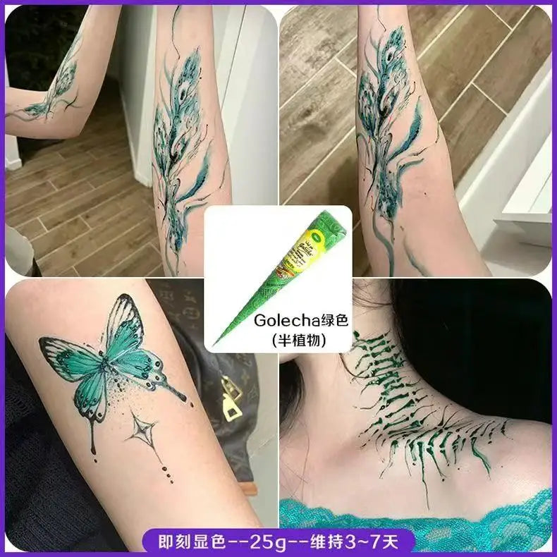 25g Indian Henna Dark Red Tattoo Paste Temporary Henna Cones For Tattoo Body Art Sticker Special Body Art Paint Henna