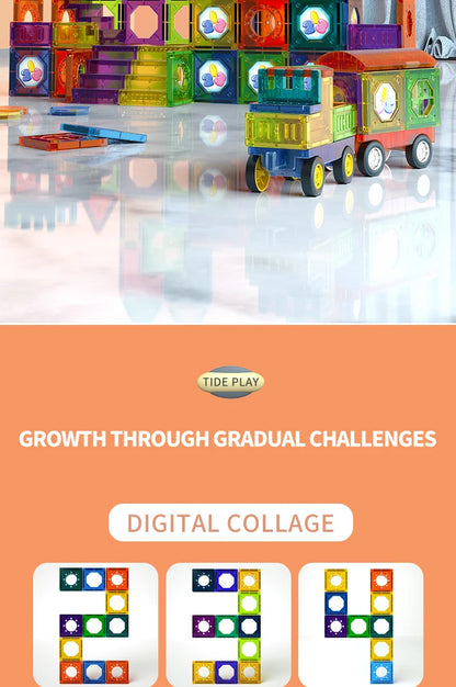 Magnetic Tile Marble Runway Toy Set STEM Educational Building Blocks for Boys and Girls Aged 3+, Great Birthday Gifts Christmas