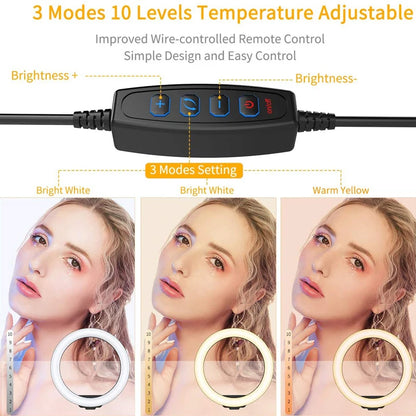 33cm Selfie Ring Light 12 in LED Tripod Phone Stand Holder Photography RingLight Circle Fill Light Led Color Lamp Trepied Makeup