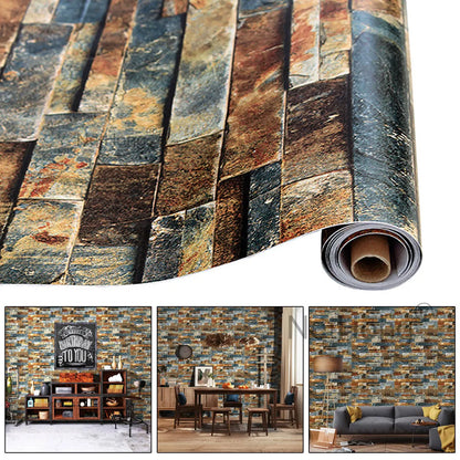 6M 3D Rust masonry pattern Effect Wallpaper Vinyl Self Adhesive Wall Stickers