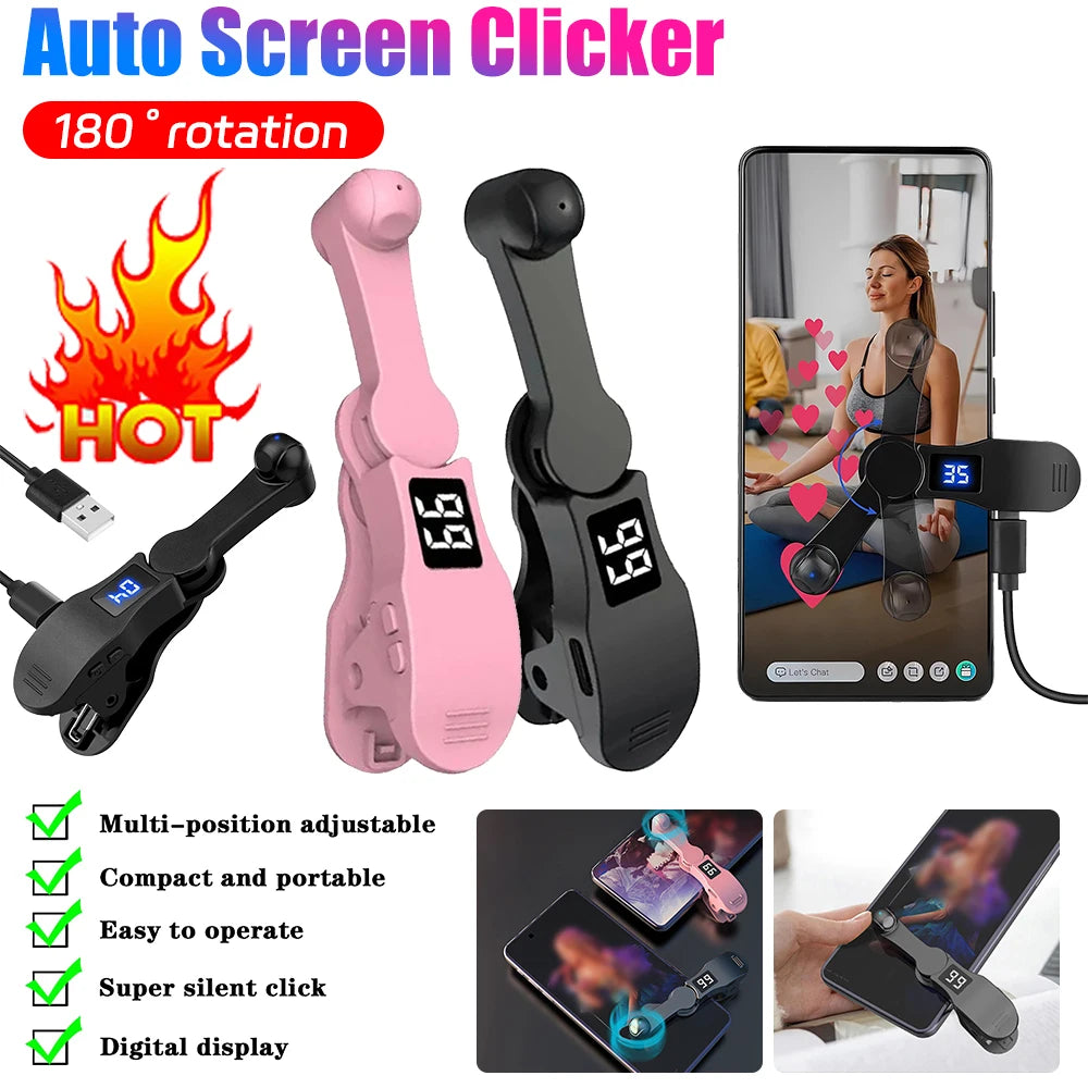 Digital Auto Screen Clicker for Smart Phone Apps Video Live Streaming Gadget Smartphone Game Screen Touch Tripods Tapper