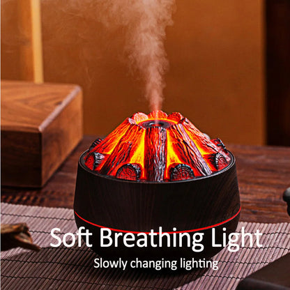 Charcoal Flame Humidifier, Aromatherapy Essential Oil Diffuser, 300ml Mist Ultrasonic Humidifier for Bedroom,Office Night Light