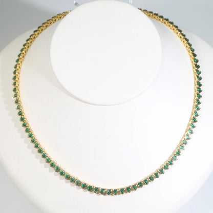 Green White CZ Bezel Heart Shaped Tennis Chain Choker Necklace For Women Geometric Classic Luxury Jewelry