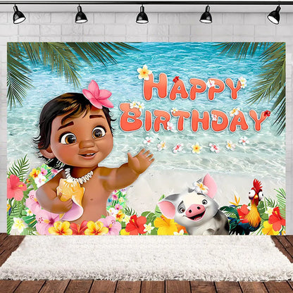 Moana 2 Party Decoration Disposable Tableware Set Paper Cups Plates Tablecloth Banner Balloon Cake Topper Gift Bag Baby Shower
