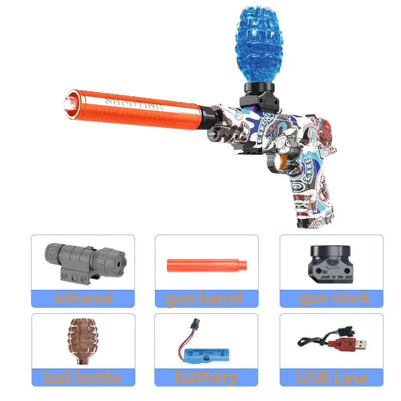 Kids Outdoor Toy Electric Gel Gun Water Ball Bullet Pistols Summer Play Water Shooting Interactive Party Game Children Adult