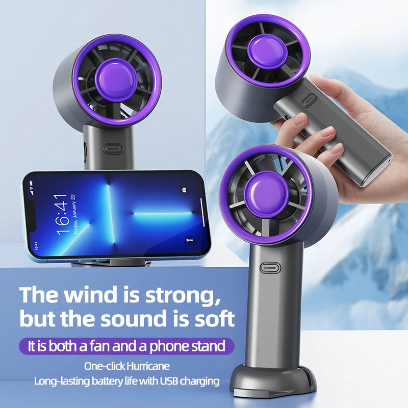 Mini Handheld Fan USB Fast Charging Portable Air Calculating Fan Mute Personal Highspeed Fan for Travel Outdoor Activities