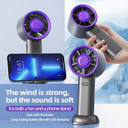 Mini Handheld Fan USB Fast Charging Portable Air Calculating Fan Mute Personal Highspeed Fan for Travel Outdoor Activities