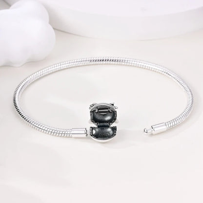 925 Sterling Silver Charm Bracelet - Leaf, Clover, Butterfly & Heart Design | 17-20cm Adjustable