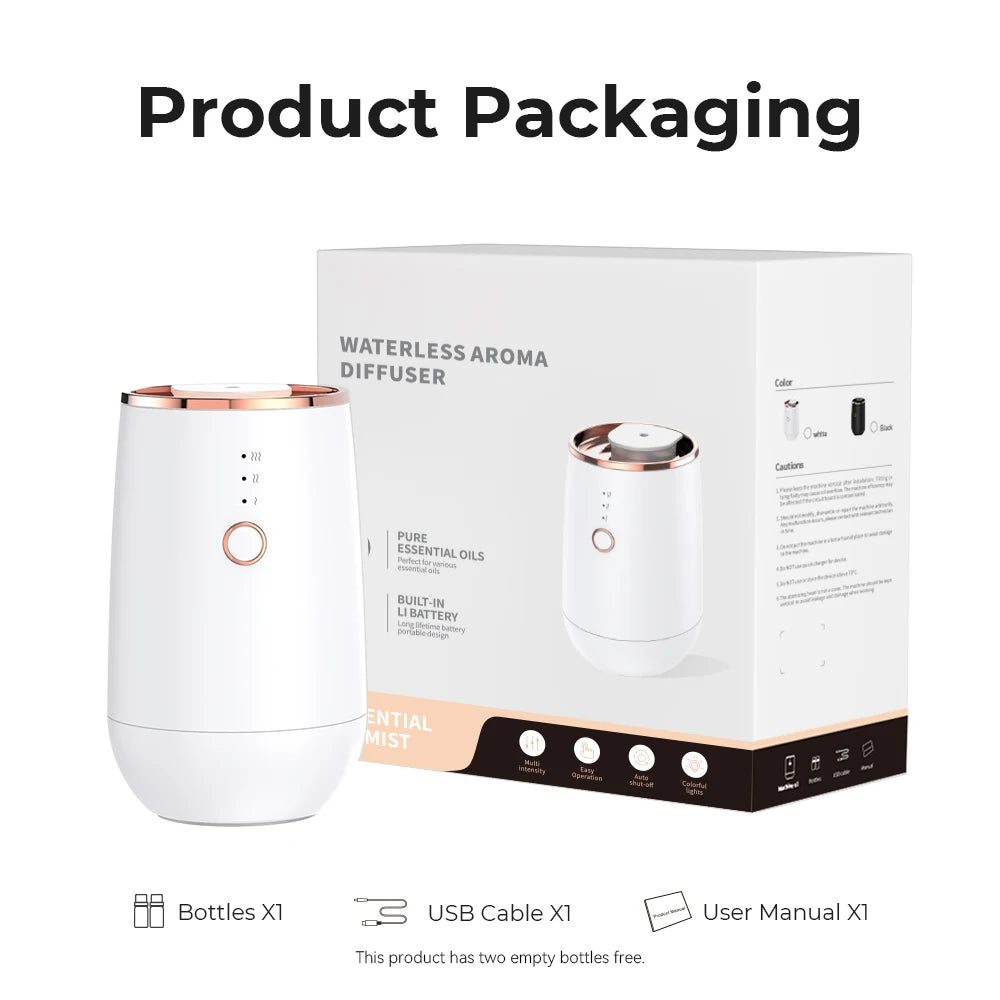 Mini Car Waterless Essential Oils Diffuser Car Fragrance Aromatherapy Diffuser Higher Atomizing Efficienc Home Air Freshener