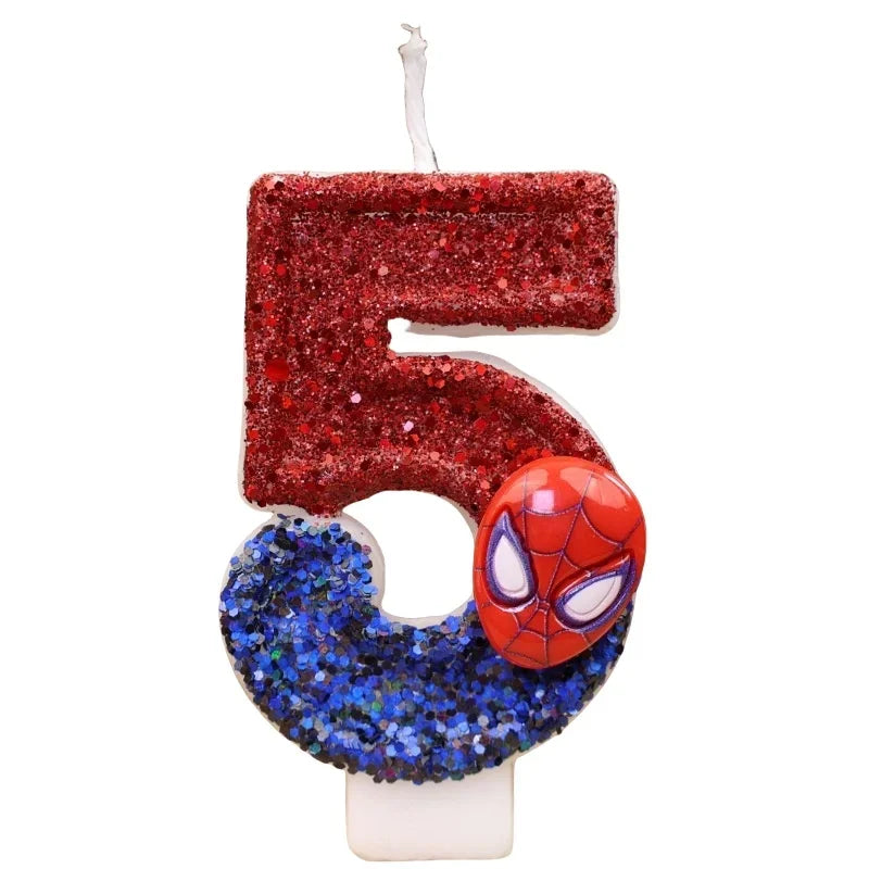 Superhero SpiderMan Fun Figure Candle Cute Cartoon Pattern 0-9 Party Birthday Candle Cake Decoration Children Party Gift