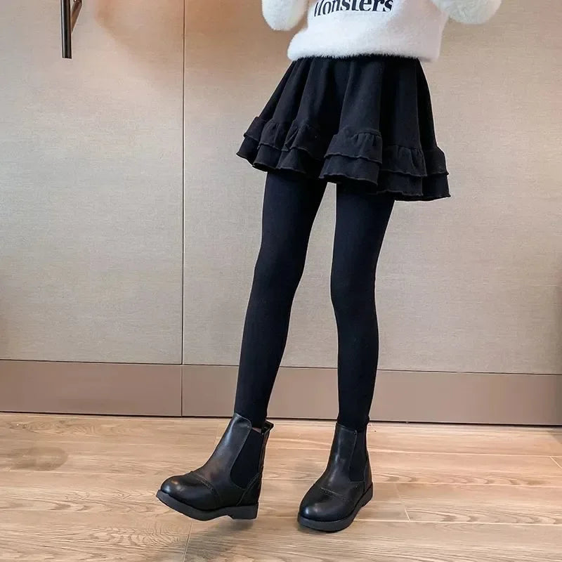 Girls Leggings Skort - Korean Style Two-Piece Skirt Pants | Spring Autumn Kids Outerwear