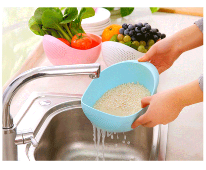 1pc - Plastic Drain Basket Filter, Rice Bowl, Drain Basket, Fruit Bowl, Laundry Basket, Handle, Home Kitchen Organizer