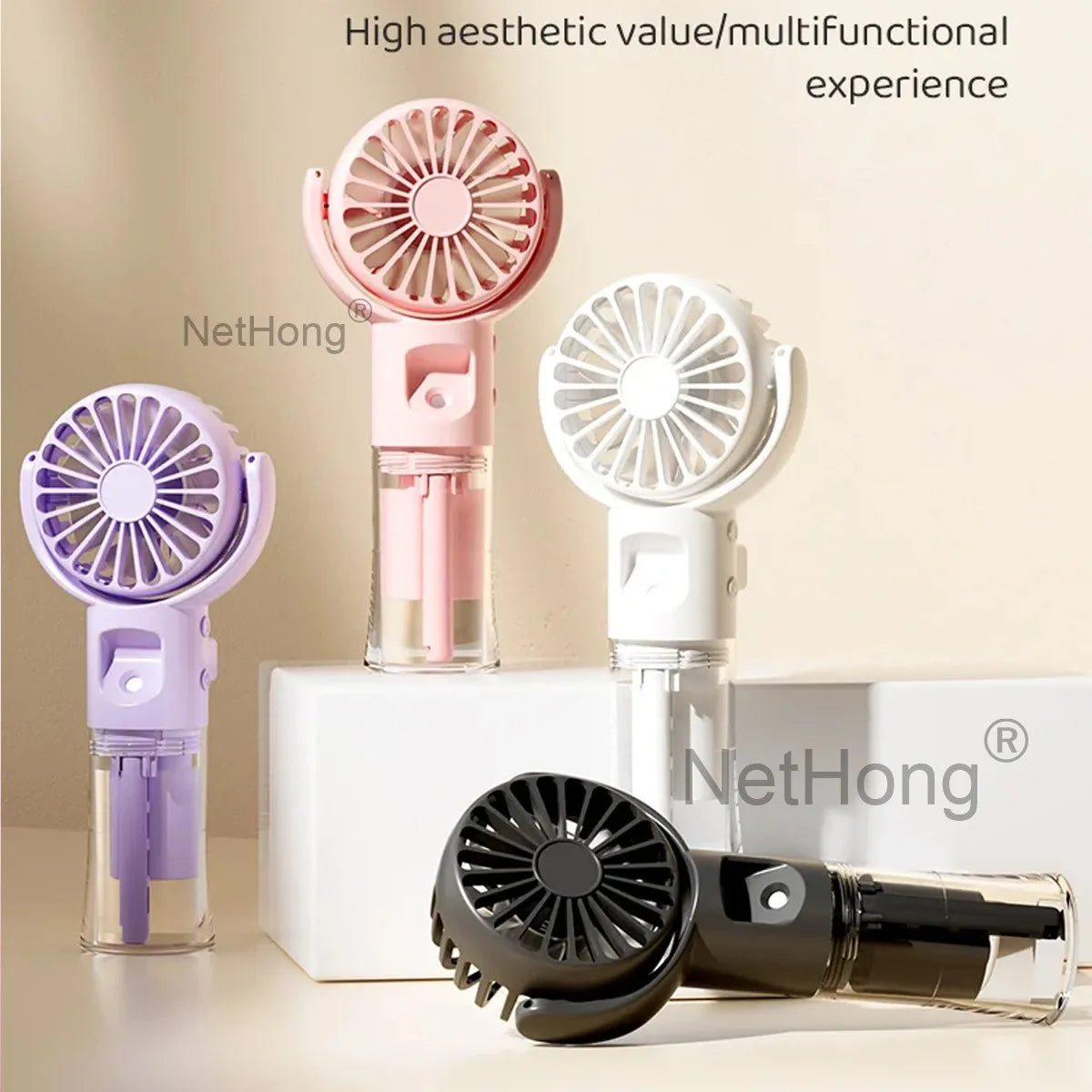 Portable Handheld Water Spray Mist Fan USB Rechargeable Mini Fan Cooler 4-Speed