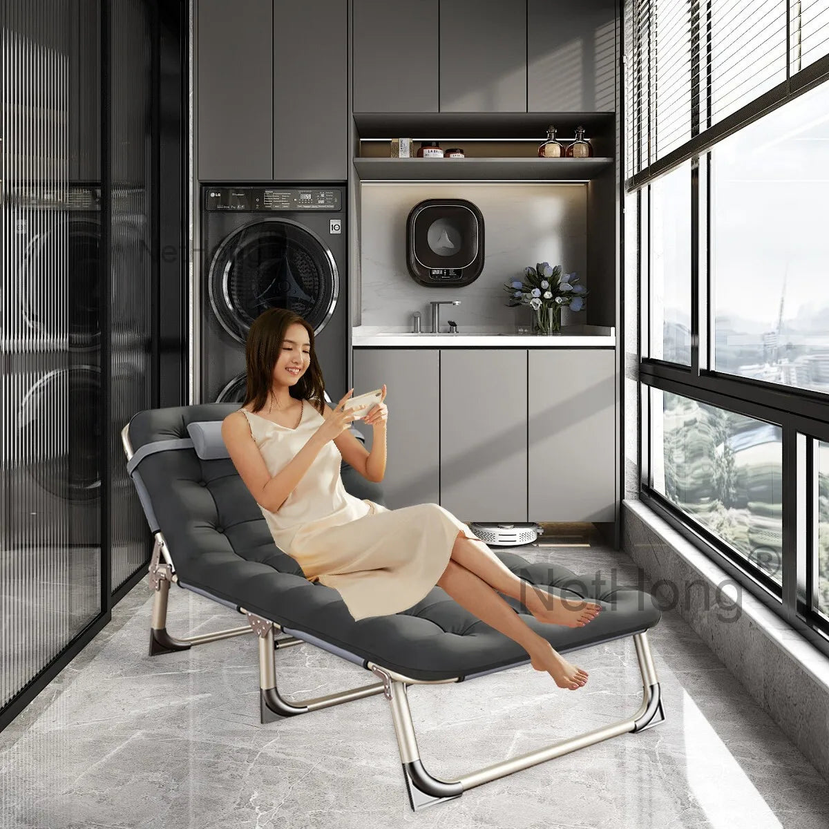 Cot Heavy-Duty Portable Camping Folding Sleeping Bed With Mattress`