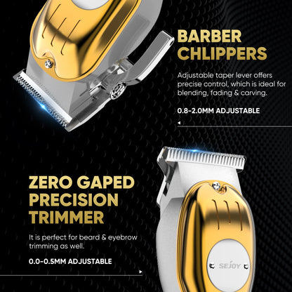 Sejoy Professional Combo Kits Hair Clipper Electric Hair Trimmer Set For Men Rechargeable Cordless Haircut Machine for Barber
