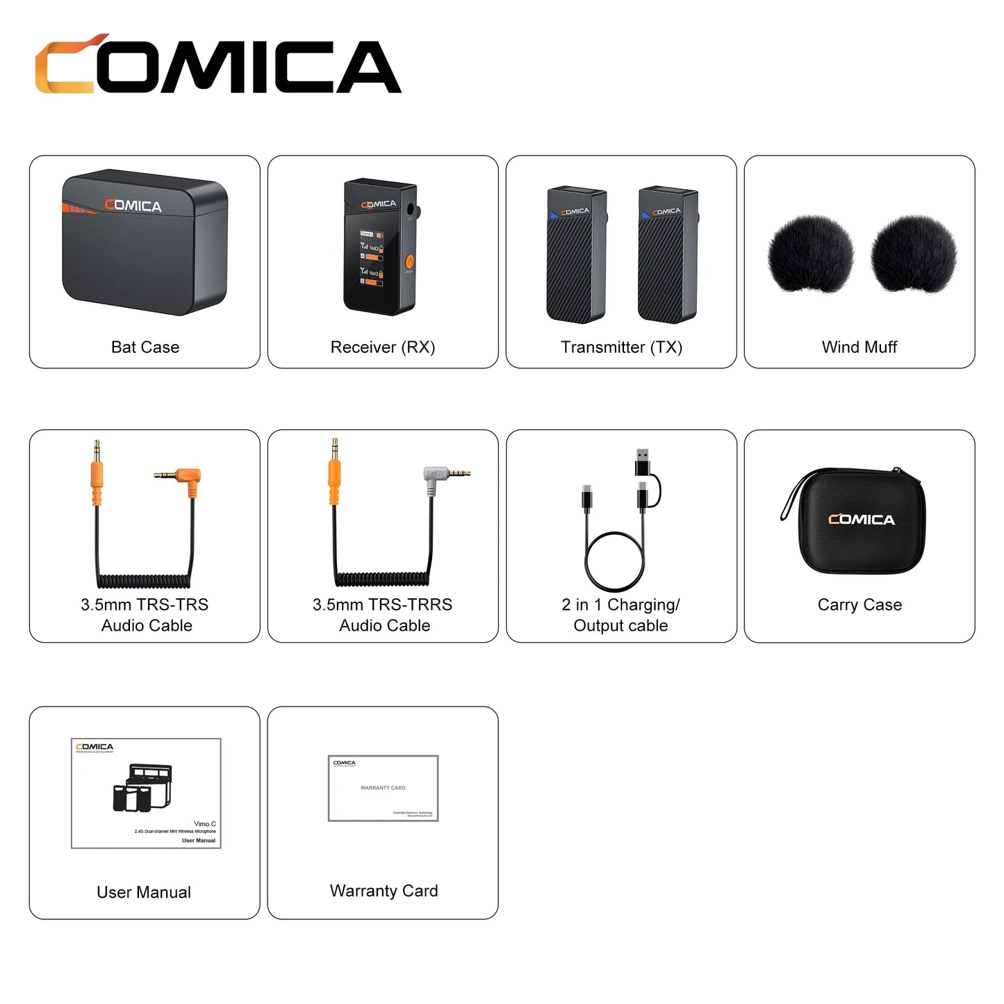 Comica Vimo C 2.4G Mini Wireless Lapel Microphone with Charging Case, for Smartphone Camera Podcast Interview YouTube Facebook