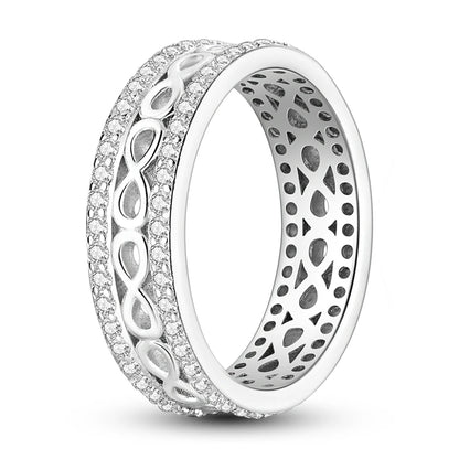 925 Sterling Silver Sparkling Zircon Ring - Classic Stackable Wedding Band for Women