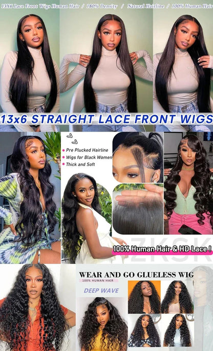 Bling Hair Straight 13x4 Lace Front Wigs Human Hair 13x6 Transparent Lace Frontal Wigs Human Hair Pre Plucked Wigs For Women