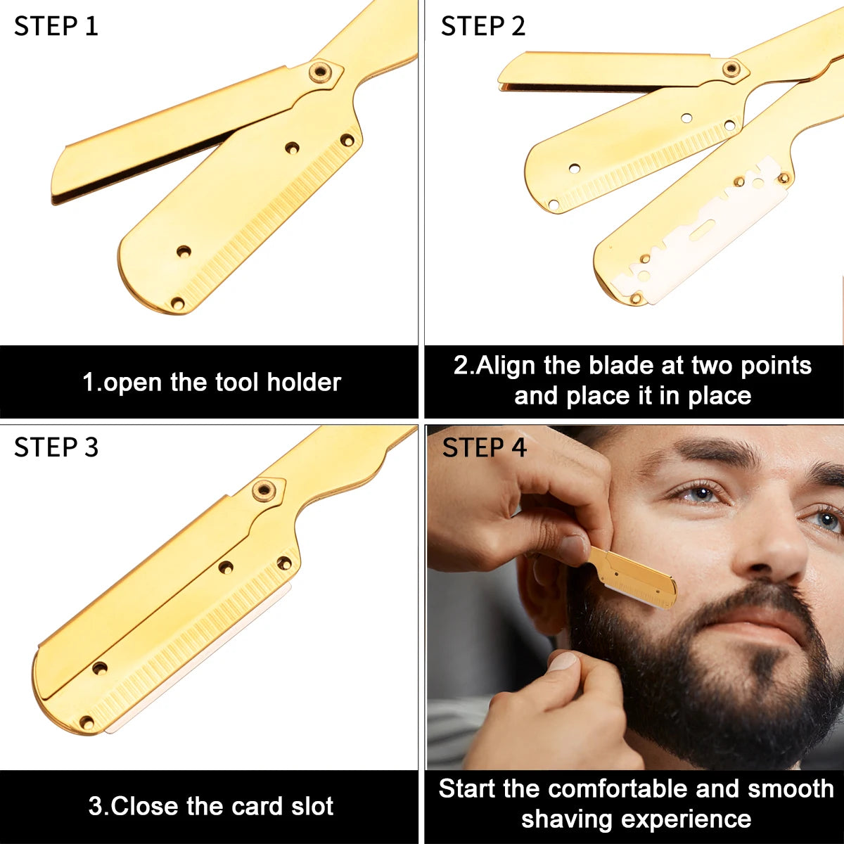 Professional Barber Razor Folding Shaving Knife Manual Beard Beard Cut Razors Holder For (No Shaving Blade) Salon Removal Tools