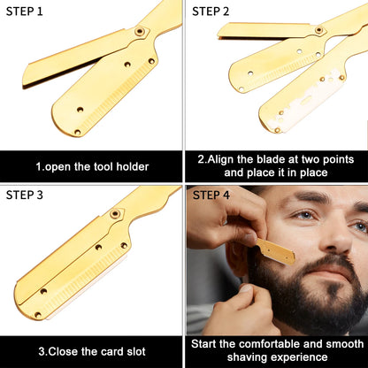 Professional Barber Razor Folding Shaving Knife Manual Beard Beard Cut Razors Holder For (No Shaving Blade) Salon Removal Tools