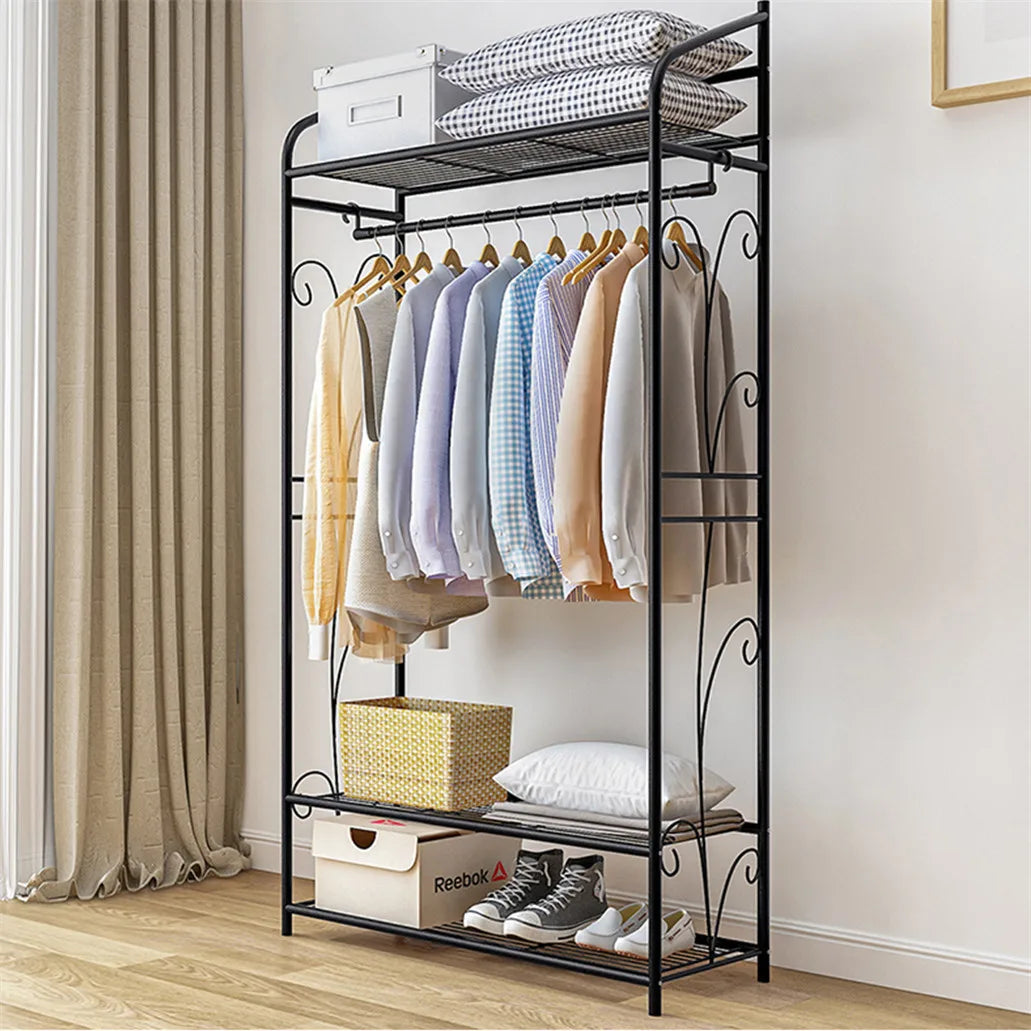 Heavy Duty Clothes Rack, Coat Stand Hanger, Garment Organizer Closet, Metal Storage Shelves, Strong Load 110lbs