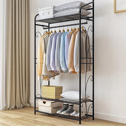 Heavy Duty Clothes Rack, Coat Stand Hanger, Garment Organizer Closet, Metal Storage Shelves, Strong Load 110lbs