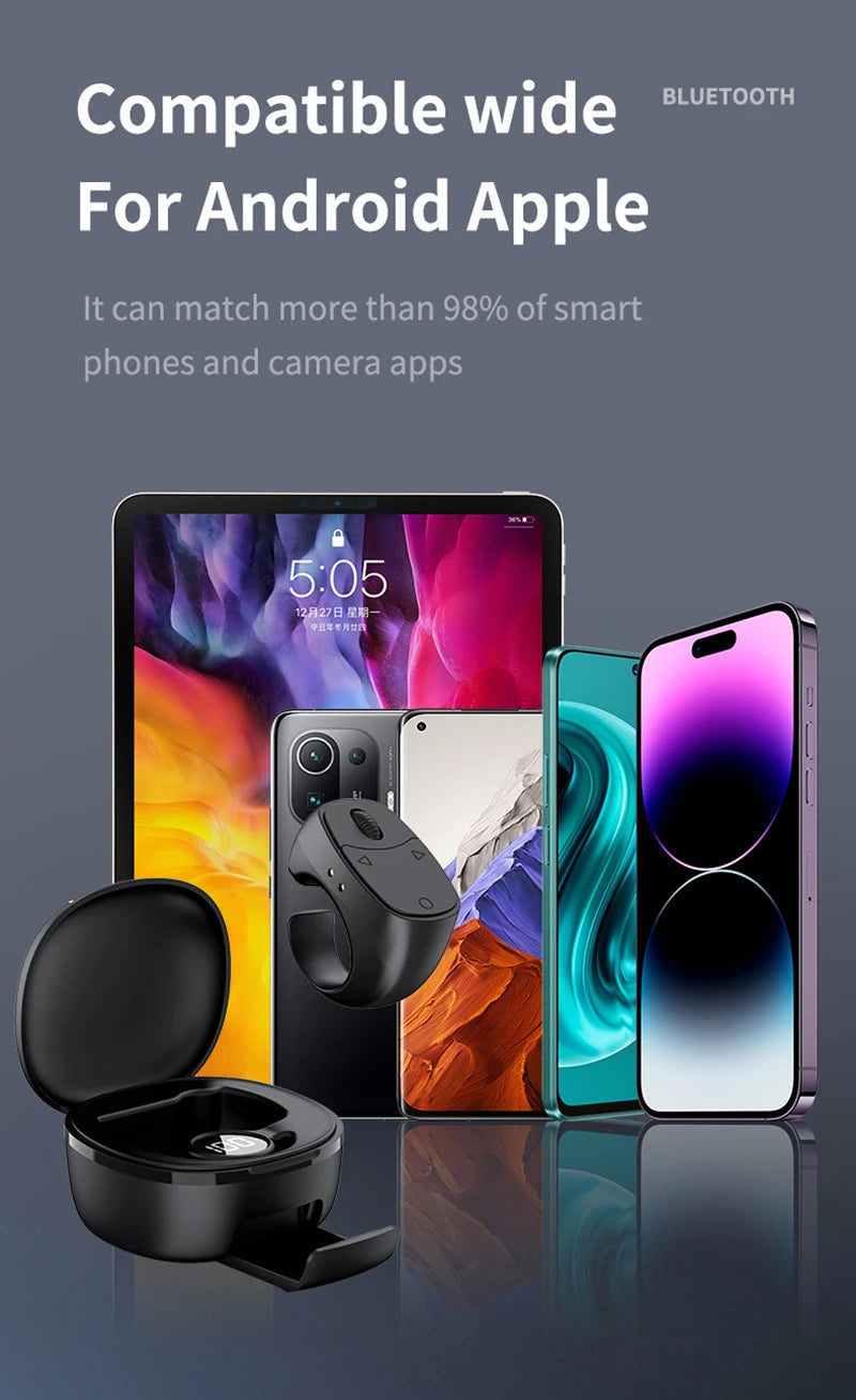 Remote Control Wireless Bluetooth Roller Fingertip Ring  portable Mobile Selfie Mice Video Automatic Page Turner Browsing Ring