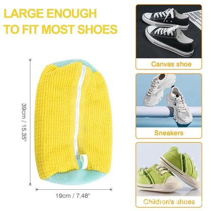 Shoe Washing Machine Bag with Liquid Shoe Brush Set Durable Laundry Shoe Bag and Soft Bristle Clean Brush for All Shoes