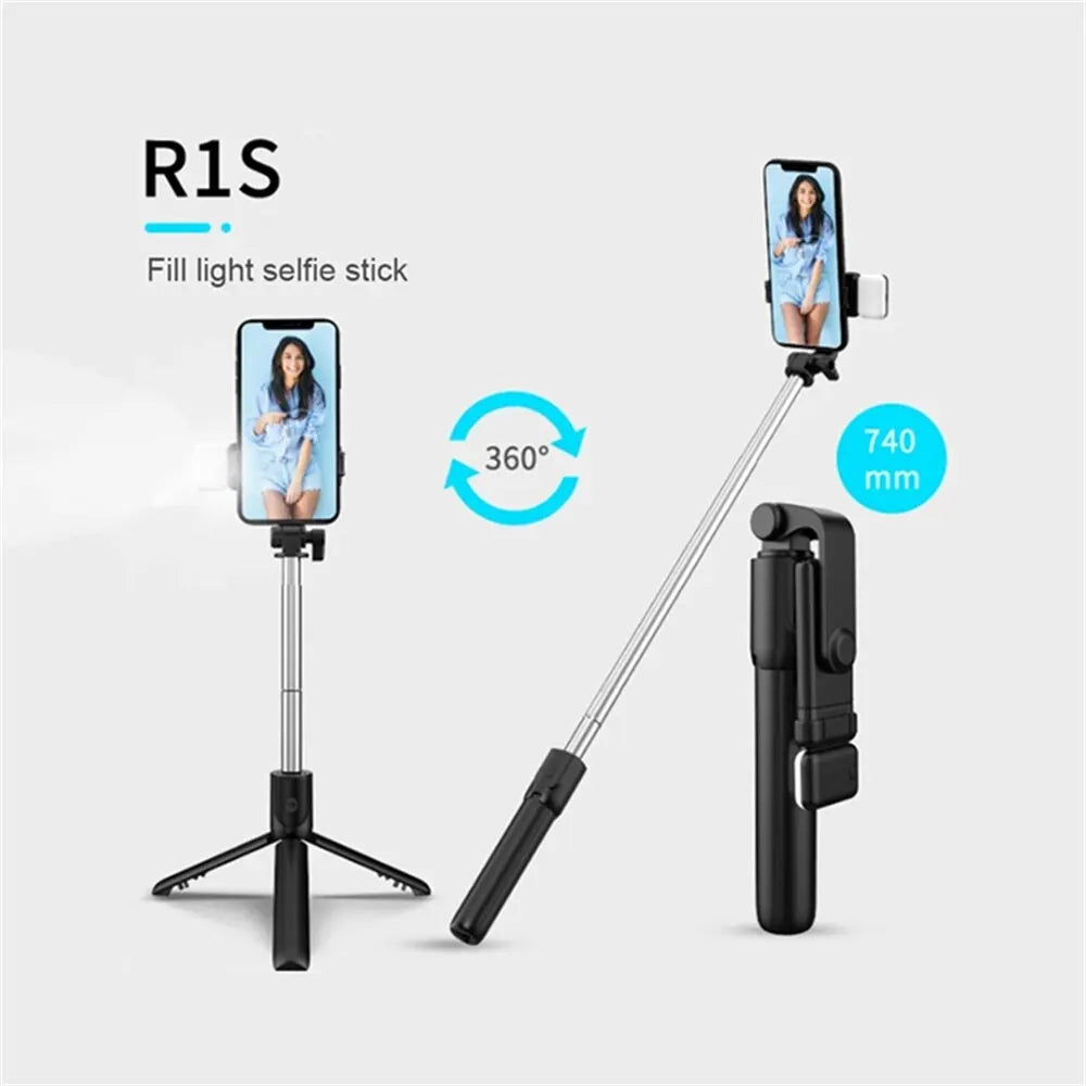 Portable Wireless Selfie Stick Tripod Stand with Light Bluetooth Remote Extendable Tripod for Mobile Phone Tiktok Live Streaming