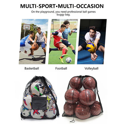 Loogdeel Football Basketball Ball Pack Double Shoulder Storage Pouch Shoulder Net Pocket Bag Training Sports Equipment Bag
