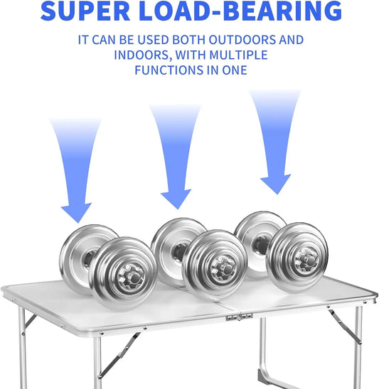 EFAN Small Folding Picnic Camping Table 60x40x26cm, Aluminium Lightweight Foldable Picnic Laptop Bed Travelling Portable Table