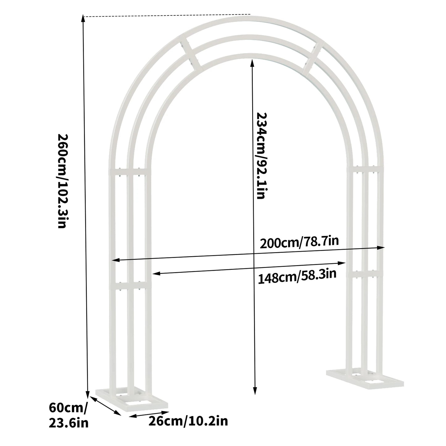 Heavy Strong White Metal Wedding Arch Garden Arbor Frame, Floral Backdrop Stand, Pergola for Indoor and Outdoor