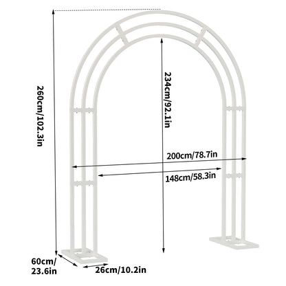 Heavy Strong White Metal Wedding Arch Garden Arbor Frame, Floral Backdrop Stand, Pergola for Indoor and Outdoor