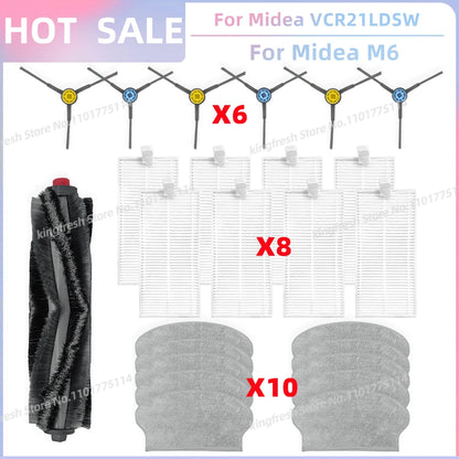 Fit For Midea VCR21LDSW / Midea M6 / Eureka NER600 Robot Vacuum Parts Main Roller Side Brush Hepa Filter Mop Cloth Accessories