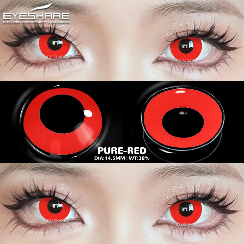 EYESHARE Cosplay White Colored Contact Lenses 2pcs Crazy Red Contact Lenses Anime Black Eye Lenses Halloween Beauty Makeup Lens