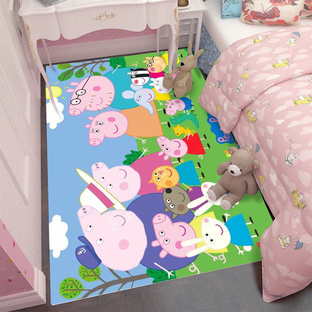 MINISO Cartoon P-Peppa-cute Pig Door Mat Kids Room Bedroom Decoration Balcony Anti-Slip Doormat Living Room Doormat Area Rug