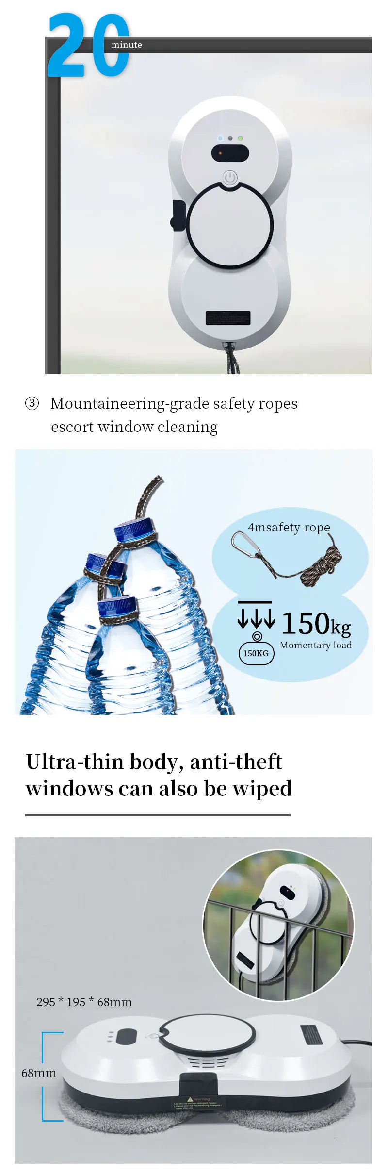 Water spray window cleaning robot intelligent high-rise double-sided brushless motor glass cleaner spray type