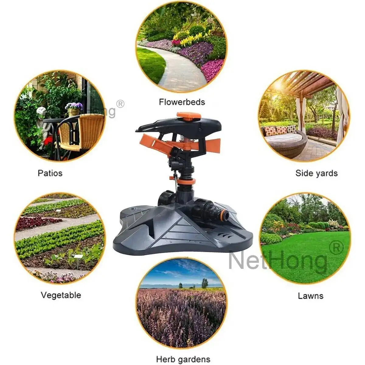 360° Water Sprinkler Lawn Irrigation Automatic Rotating For Garden Watering UK