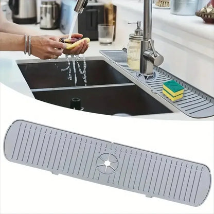1pcs Silicone Faucet Water Catcher Mat Sink Splash Guard Anti Slip Spill Proof Drying Pad Kitchen Gadgets Home Sink Accessories