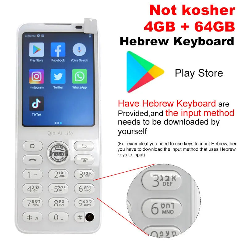 New Qin F21 Pro Smart Touch Screen Phone Wifi +2.8 Inch 3GB + 32GB / 4GB 64GB Bluetooth 5.0 480*640 Global Verison Phone