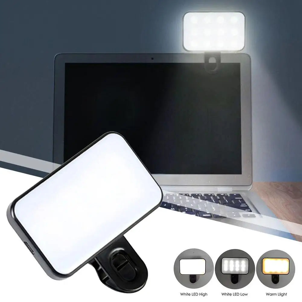 Portable LED Selfie Light For Phone Laptop Clip Flash Fill Video Photo Ringlight Photography Lamp Rechargeable Selfie Lights