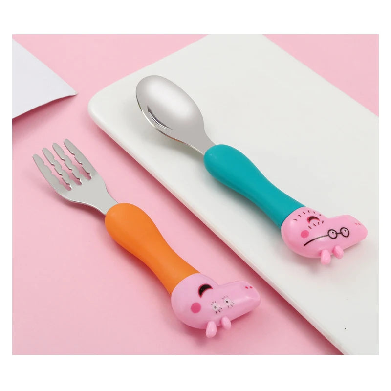 Peppa Pig Tableware Fork Spoon Action Doll Toy George Pig Dad Mom Cartoon Anime Pattern Party Gifts For Boys Girls Cartoon Toy