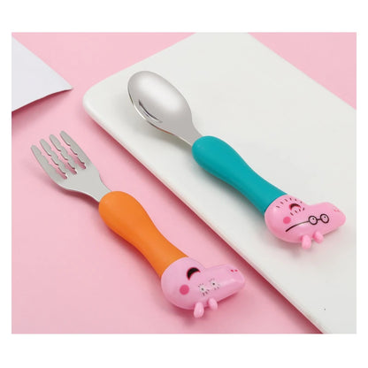 Peppa Pig Tableware Fork Spoon Action Doll Toy George Pig Dad Mom Cartoon Anime Pattern Party Gifts For Boys Girls Cartoon Toy