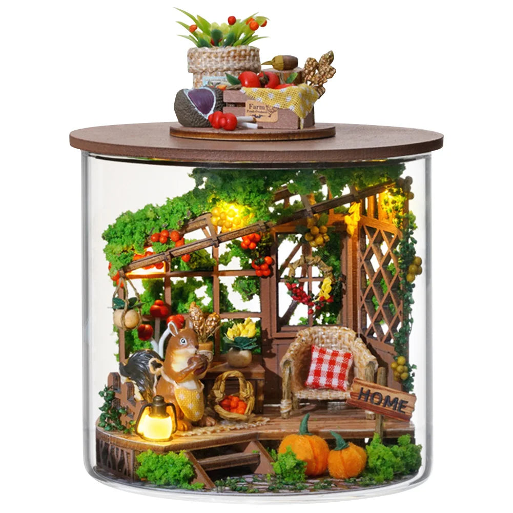 Dream Bottle Model Kit Wooden Mini Handmade Doll House Creative Miniature Room Models Toys Easter Gifts for Children